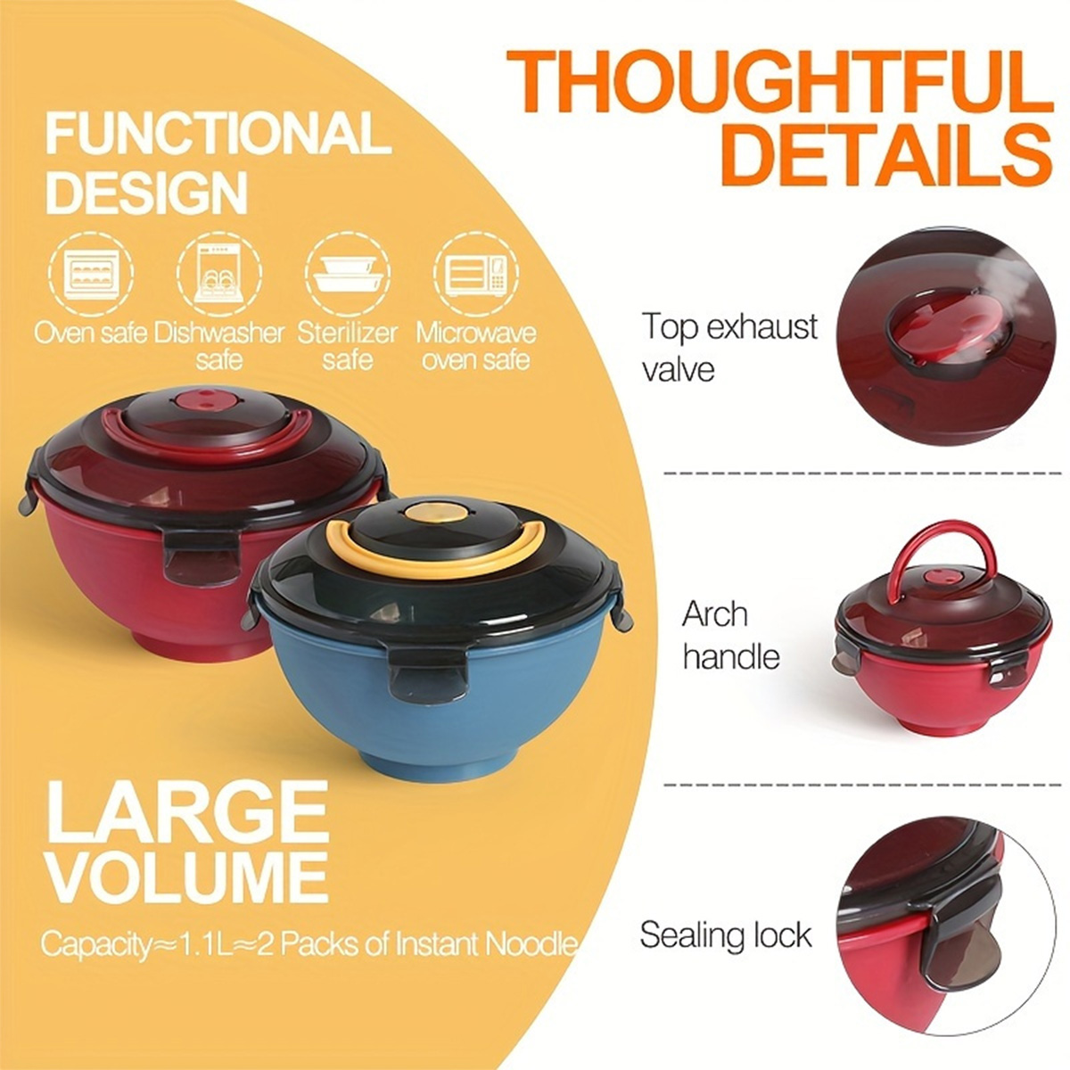 Portable Salad Noodle Soup Bow - Dim Sum Basket ulasan dan harga