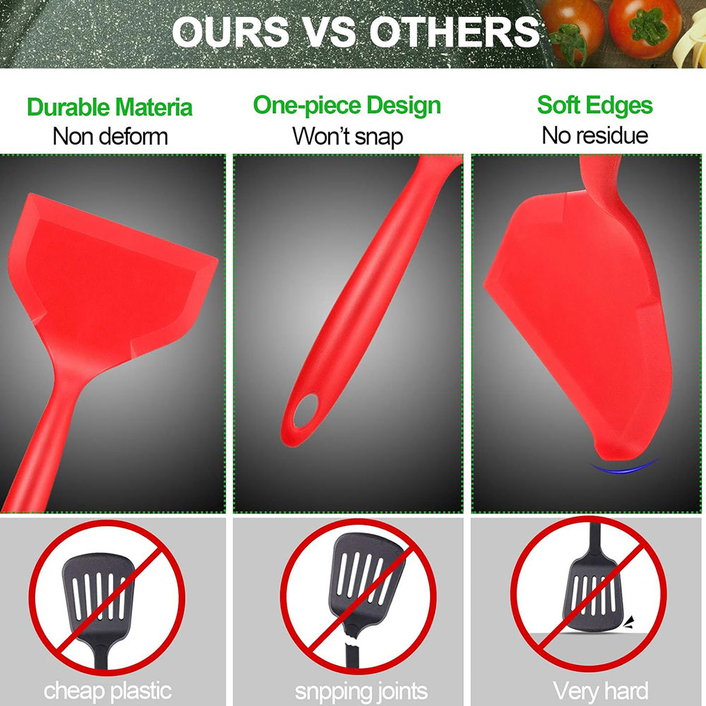 Red BK Non-Stick Silicone Turn - Okonomiyaki Spatula ulasan dan harga